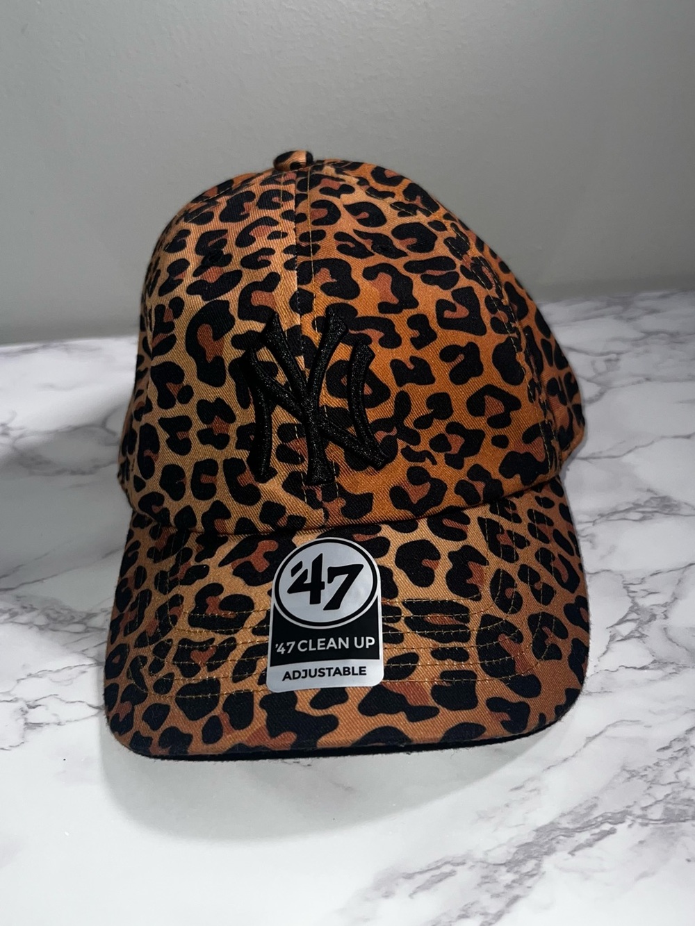 Leopard Print NY Adjustable Cap - Brown/Black